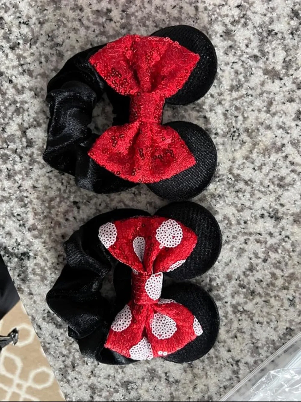 Disney Minnie Scrunchie Hair Tie with Red Polka Dot Bow and Ears